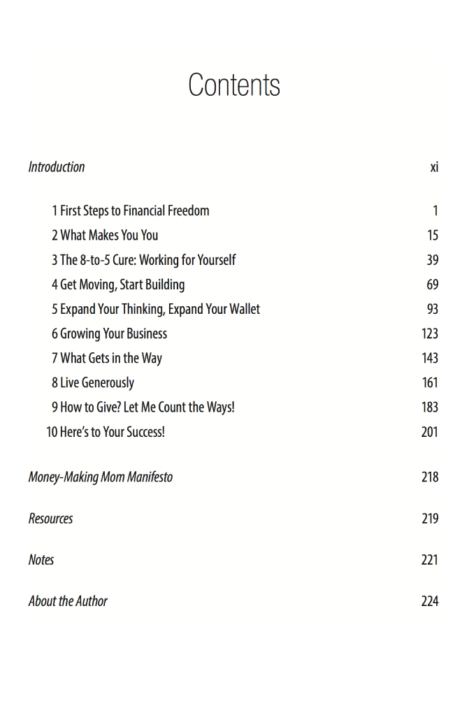 Table of Contents Money-Making Mom